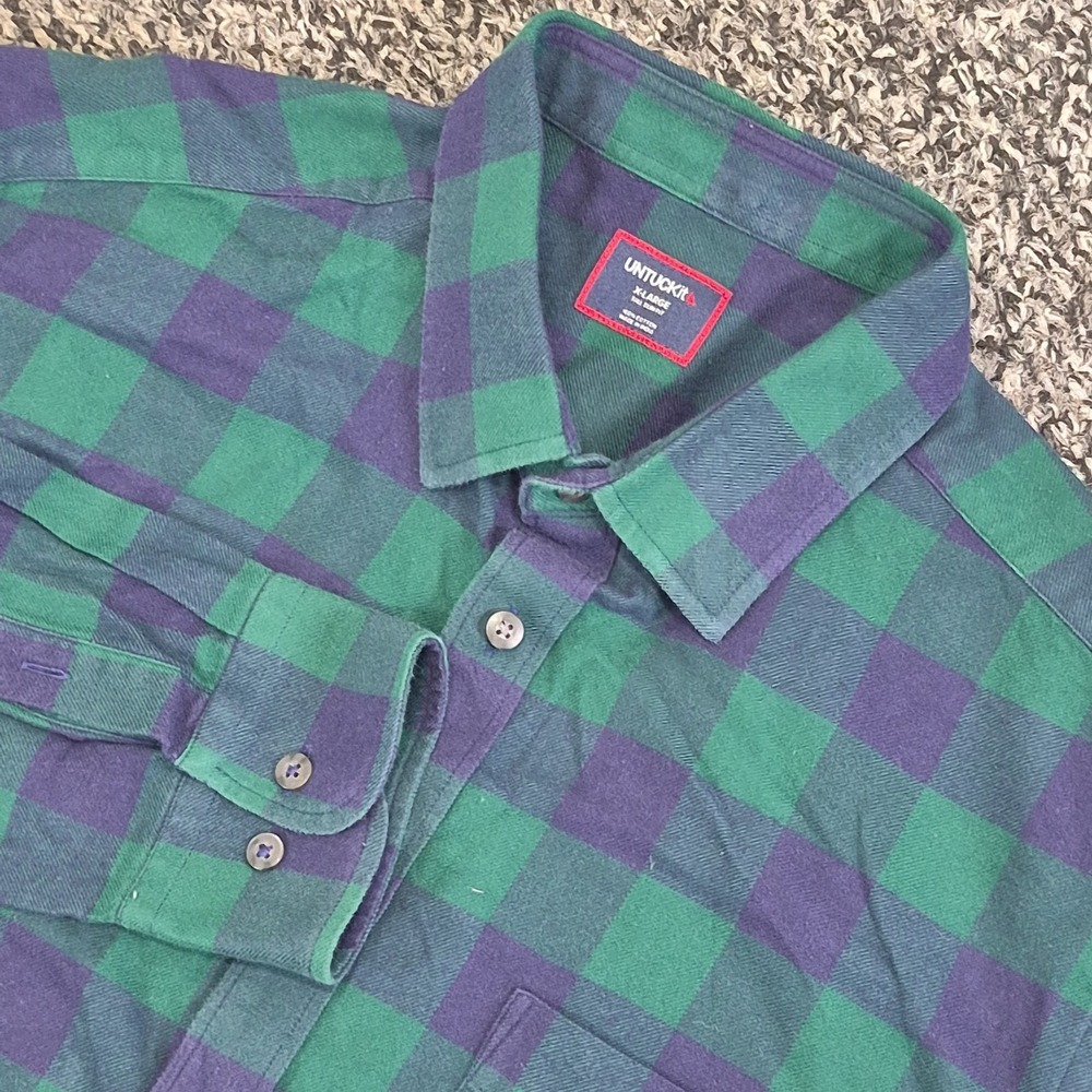 Untuckit Mens Long Sleeve XL Tall Slim Buffalo Check Flannel Barrelstone